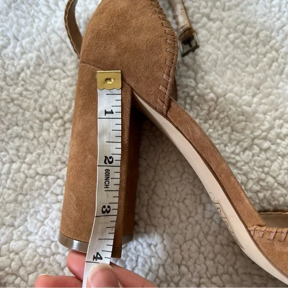 Aldo Elvyne Cognac Brown Leather Suede Open Toe Heels - Picture 6 of 6